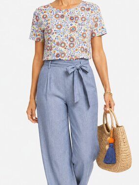 The Talbots Tee | Pink Multi Colored Floral Print Short Sleeve Top [size Mp]